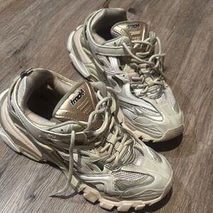 Trendy Cream and Gold Sneakers